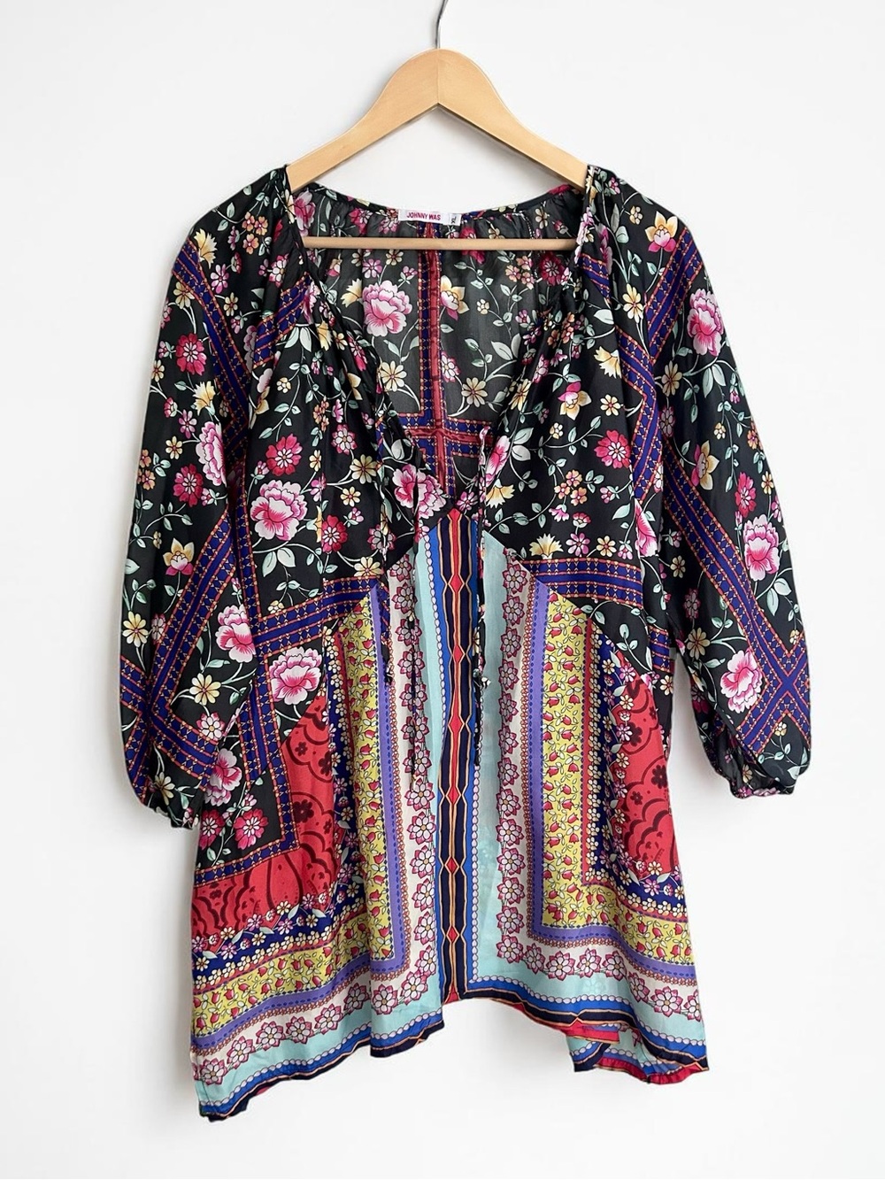 Johnny Was Lookout Electra Silk Printed Tunic Top Sz XL